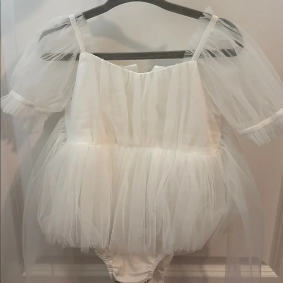 White flower fairy baby girl tulle romper - Picture 2 of 5